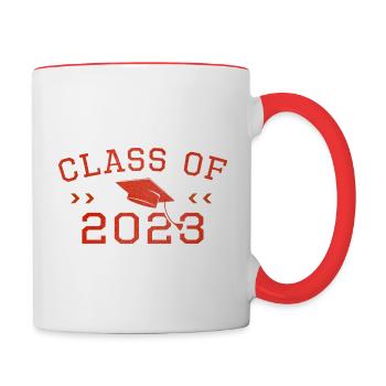 Class of 2023 Retro Vintage Abschluss Abi Matura - Tasse zweifarbig - Weiß/Rot - Rechts
