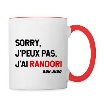 je peux pas randori judo humour - Mug contrasté - blanc/rouge - Droite