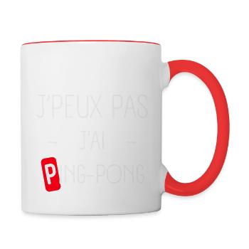 J'peux pas j'ai Ping-pong - Mug contrasté - blanc/rouge - Droite