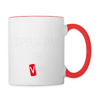 j'peux pas j'ai van - Mug contrasté - blanc/rouge - Droite