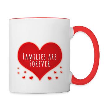 Les familles sont un cœur pour toujours - Mug contrasté - blanc/rouge - Droite