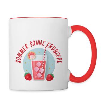 Summer, Sun, Strawberry - Contrasting Mug - white/red - Right