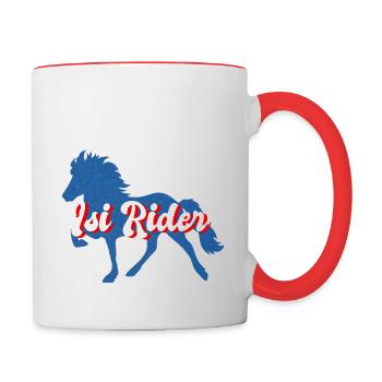 Islandpferd Reiter Pferd Island Tölt Grafik - Tasse zweifarbig - Weiß/Rot - Rechts