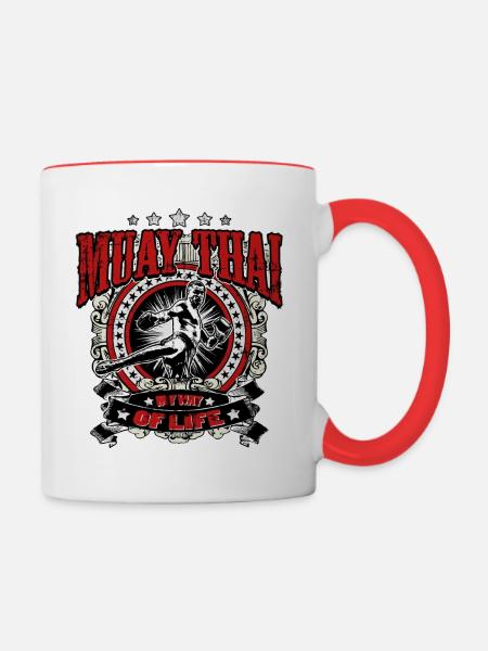 Muay Thai Boxing - Tasse zweifarbig - Weiß/Rot