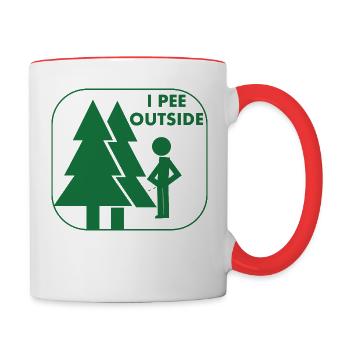 I pee outside - Tasse zweifarbig - Weiß/Rot - Rechts