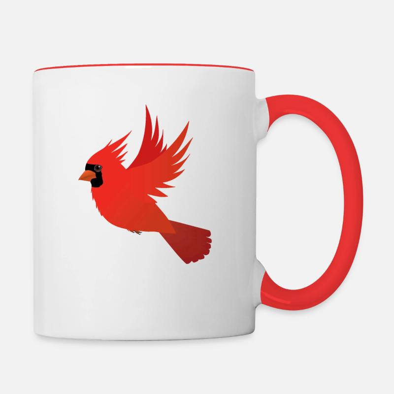Flying red cardinal - Contrasting Mug - white/red