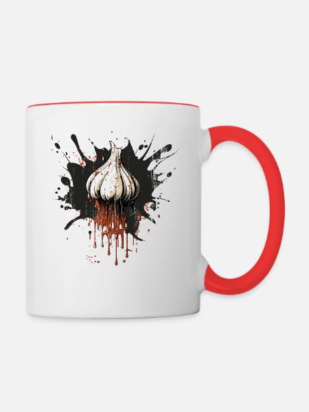 Knoblauch - Tasse zweifarbig - Weiß/Rot