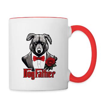 Père chien, mafia, berger australien, père chien - Mug contrasté - blanc/rouge - Droite