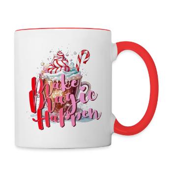 Make magic happen xmas cup of coffee hot cocoa - Contrasting Mug - white/red - Right
