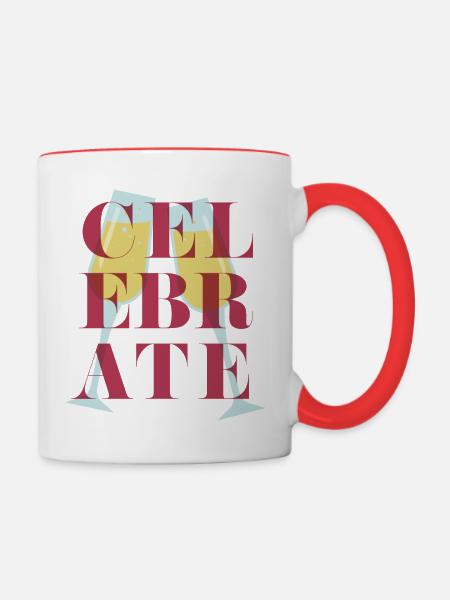 Feier - Tasse zweifarbig - Weiß/Rot