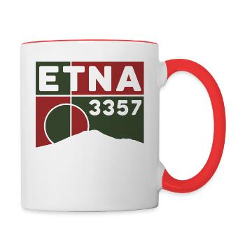 Etna Etna Mongibello volcano mountain Sicily souvenir - Contrasting Mug - white/red - Right