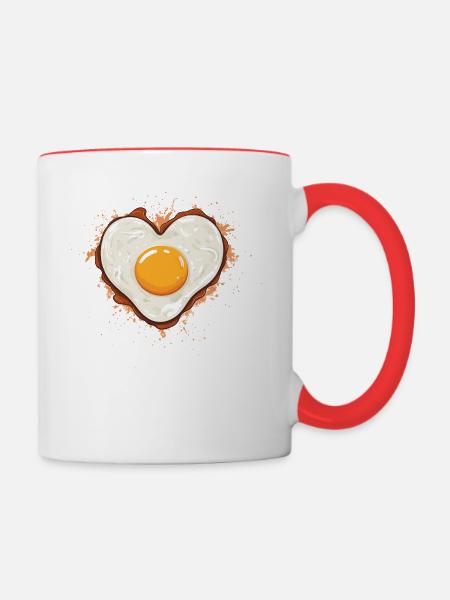 Spiegelei mit Herz - Tasse zweifarbig - Weiß/Rot