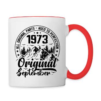 1973 September Original 51 Jahre altes Geburtstagsgeschenk - Tasse zweifarbig - Weiß/Rot - Rechts
