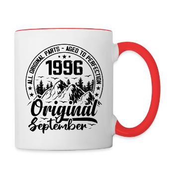 1996 September Original 28 Jahre altes Geburtstagsgeschenk - Tasse zweifarbig - Weiß/Rot - Rechts