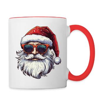 Père Noël cool avec des lunettes de soleil - Mug contrasté - blanc/rouge - Droite