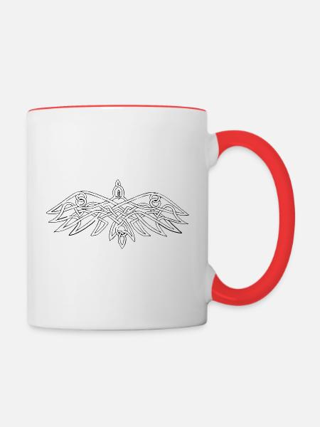 Keltische Krähe - Tasse zweifarbig - Weiß/Rot