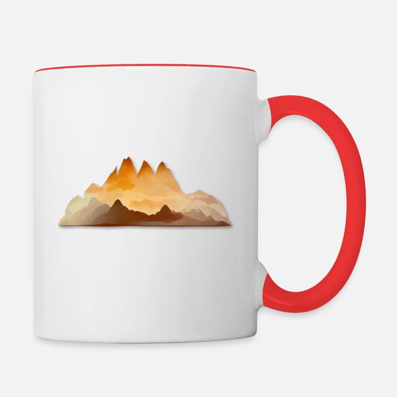 Berge Pastel Silhouette - Mug contrasté - blanc/rouge