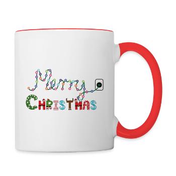 Christmas tree lights - Contrasting Mug - white/red - Right