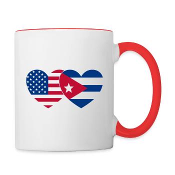 USA Cuba Flag Heart - Contrasting Mug - white/red - Right