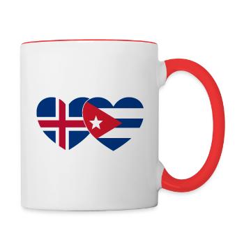 Iceland Cuba Flag Heart - Contrasting Mug - white/red - Right