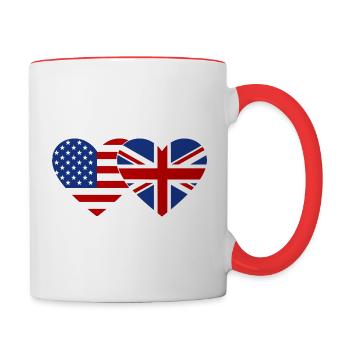 USA England Flag Heart - Contrasting Mug - white/red - Right