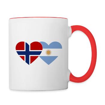 Norwegen Argentinien Flagge Herz - Tasse zweifarbig - Weiß/Rot - Rechts