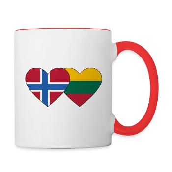 Norway Lithuania Flag Heart - Contrasting Mug - white/red - Right