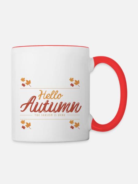 Hello Autumn - Tasse zweifarbig - Weiß/Rot