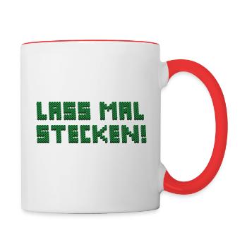 Bügelperlen Motiv "Lass mal stecken" - Tasse zweifarbig - Weiß/Rot - Rechts