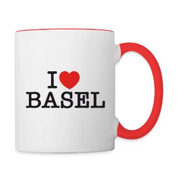 I LOVE BASEL - Tasse zweifarbig - Weiß/Rot - Rechts