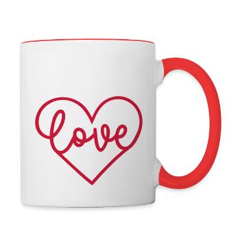 Love - Tasse zweifarbig - Weiß/Rot - Rechts