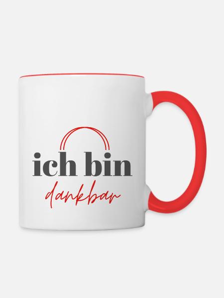 ICH BIN DANKBAR - Tasse zweifarbig - Weiß/Rot