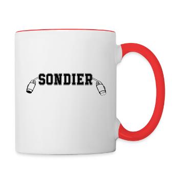sondier noir - Mug contrasté - blanc/rouge - Droite