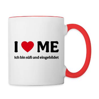 I love me - Ich bin süß und eingebildet - Tasse zweifarbig - Weiß/Rot - Rechts