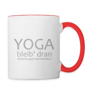 Yoga Shirt Bleib Dran Gute Gewohnheiten, Motivatio - Tasse zweifarbig - Weiß/Rot - Rechts