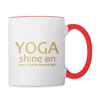 Yoga Shirt Shine On Gold, Spirituelle Weisheit - Tasse zweifarbig - Weiß/Rot - Rechts