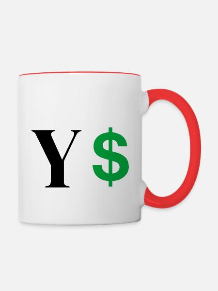Buchstabe y Dollar - Tasse zweifarbig - Weiß/Rot