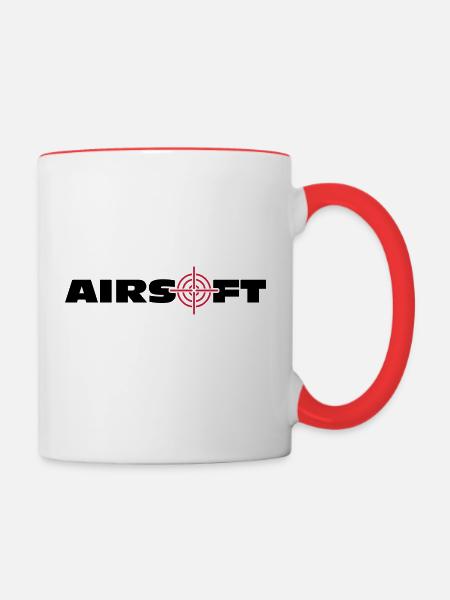 Airsoft mit Fadenkreuz - Tasse zweifarbig - Weiß/Rot