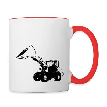 Chargeuse sur pneus - Mug contrasté - blanc/rouge - Droite