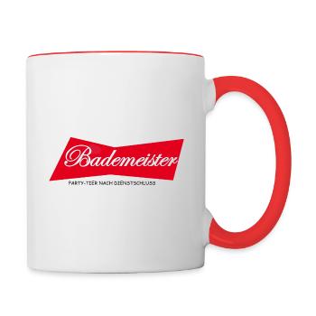 Bademeister - Tasse zweifarbig - Weiß/Rot - Rechts
