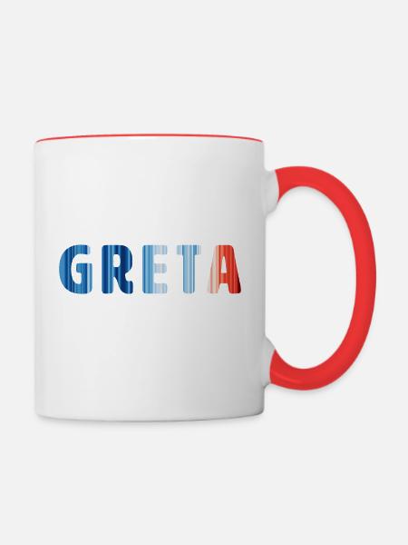 Greta | Warming Stripes - Tasse zweifarbig - Weiß/Rot