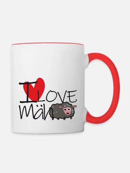 I Love Mäh - Tasse zweifarbig - Weiß/Rot