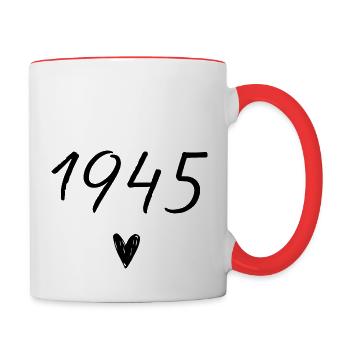 1945 Herzgeburtstag - Tasse zweifarbig - Weiß/Rot - Rechts