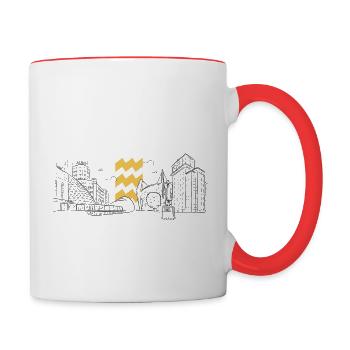 Eindhoven Vibes Illustration Chemise Jaune - Mug contrasté - blanc/rouge - Droite