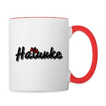 Halunke mit roter Fliege - Tasse zweifarbig - Weiß/Rot - Rechts