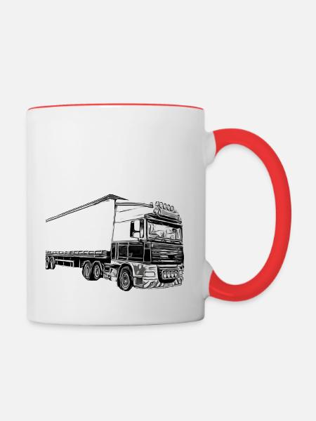 Lastwagen - Tasse zweifarbig - Weiß/Rot