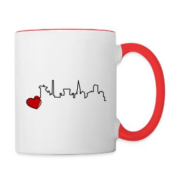 Hattingen mit Herz - Tasse zweifarbig - Weiß/Rot - Rechts