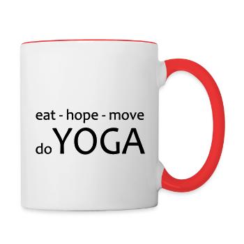 Yoga Shirt, Eat Hope do Yoga, Spirituelle Weisheit - Tasse zweifarbig - Weiß/Rot - Rechts