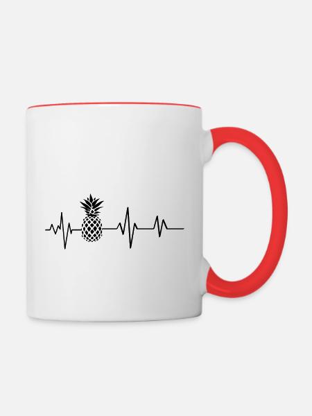 Ananas-Herzschlag - Tasse zweifarbig - Weiß/Rot