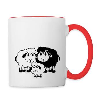 Family Sheep 3 Daddy Mom Parents Child Love Baby - Contrasting Mug - white/red - Right